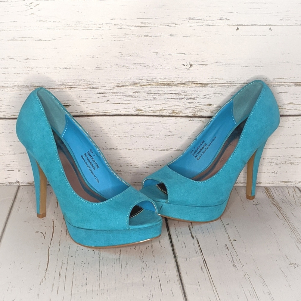 Maurices High Heel Peep Toes | Teal 4" Platforms